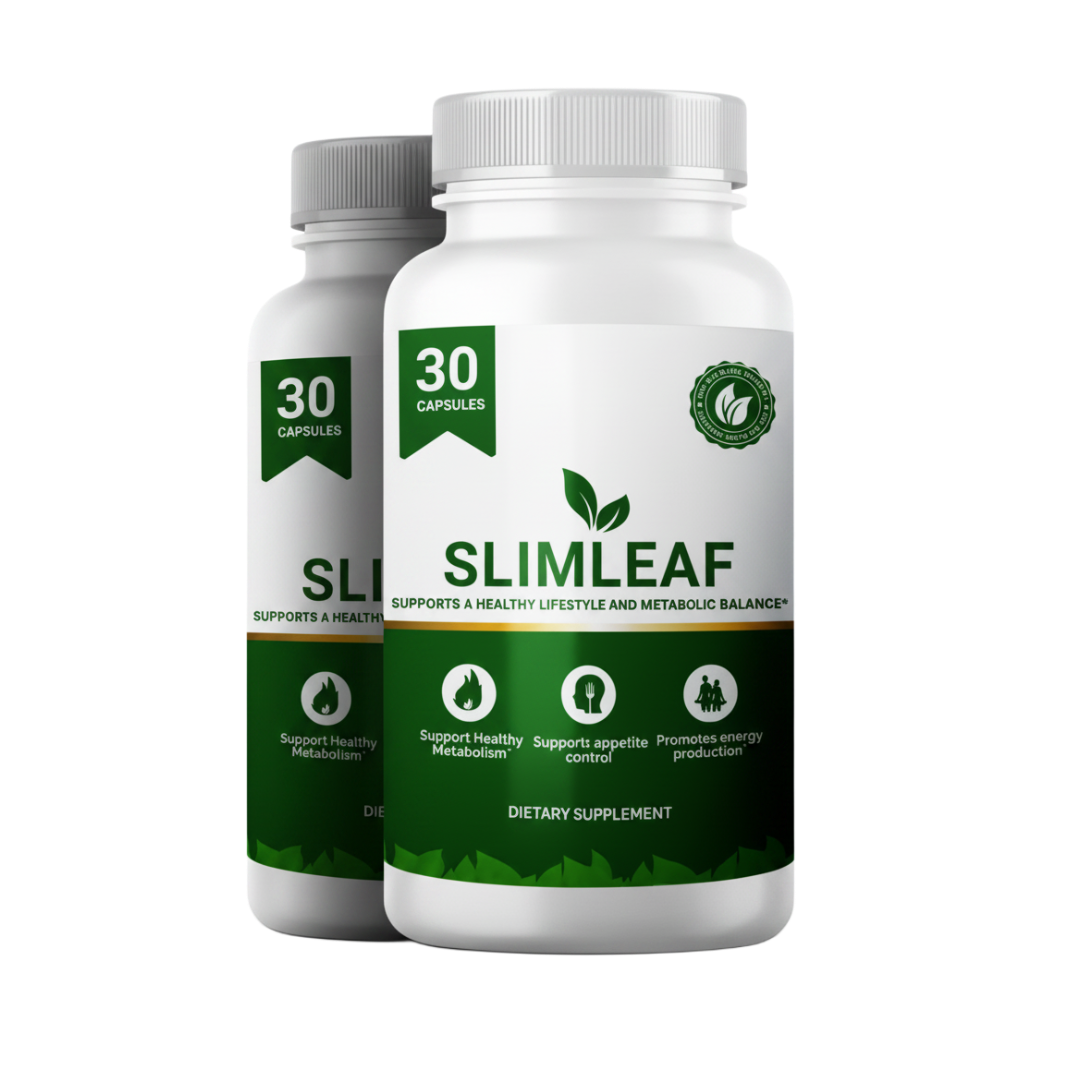 SlimLeaf dietary supplement bottle – natural gut health and weight management